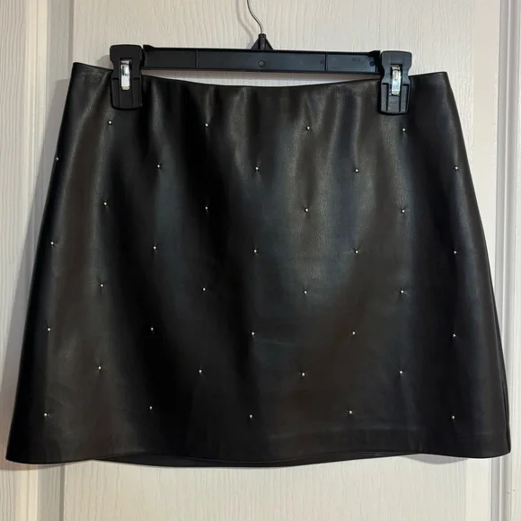 Revolve House of Harlow 1960 Faux Leather Mini Studded Black Skirt Size Small - Picture 2 of 6